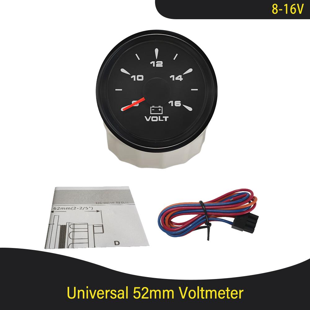 Boat Truck Universal 52mm 8-16V 18-32V Voltmeter Voltage Volt Gauge with 8 Colors Backlight for Motorcycle Vehicle Car