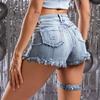 Sexy High-Waisted Broken Holes Tight Package Hip Jeans Female Denim Shorts