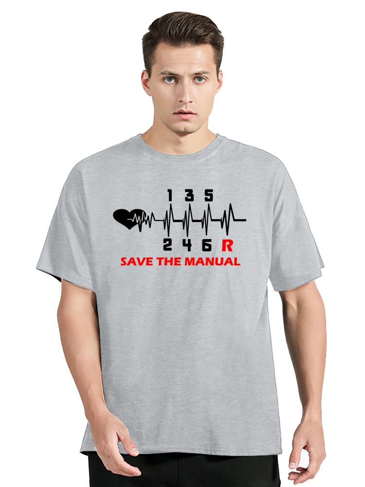Vintage Mens Clothing T-Shirt Save The Stick Manual Transmission Three Print Tops Oversized Hip Hop TShirt O-neck Cotton T Shirt