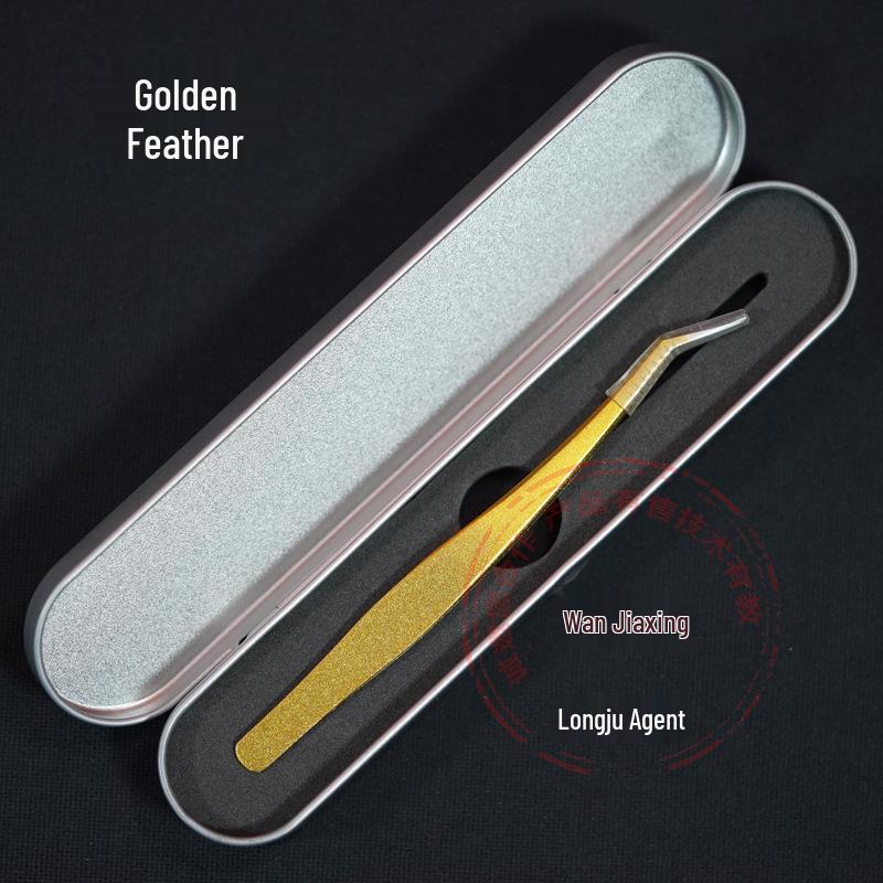 Пинцеты для наращивания ресниц Golden Feather: Клипы Дельфин , Прямой , Высокоточное цветение и Открытие магазина