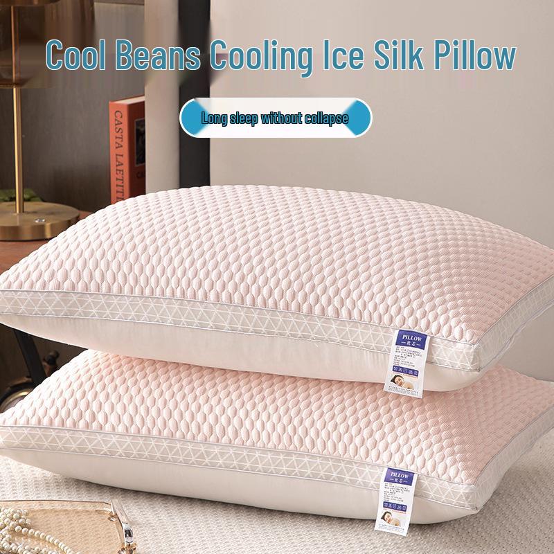 

Summer Ice Silk Pillow - Super Soft Neck Support for Adults Low Pillow [700g]