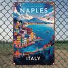 Vintage Neapel Italien Aluminium Wandkunstschild Retro Dekor mit vorgebohrten Löchern Perfekt für Home Office Küche Schlafzimmer B