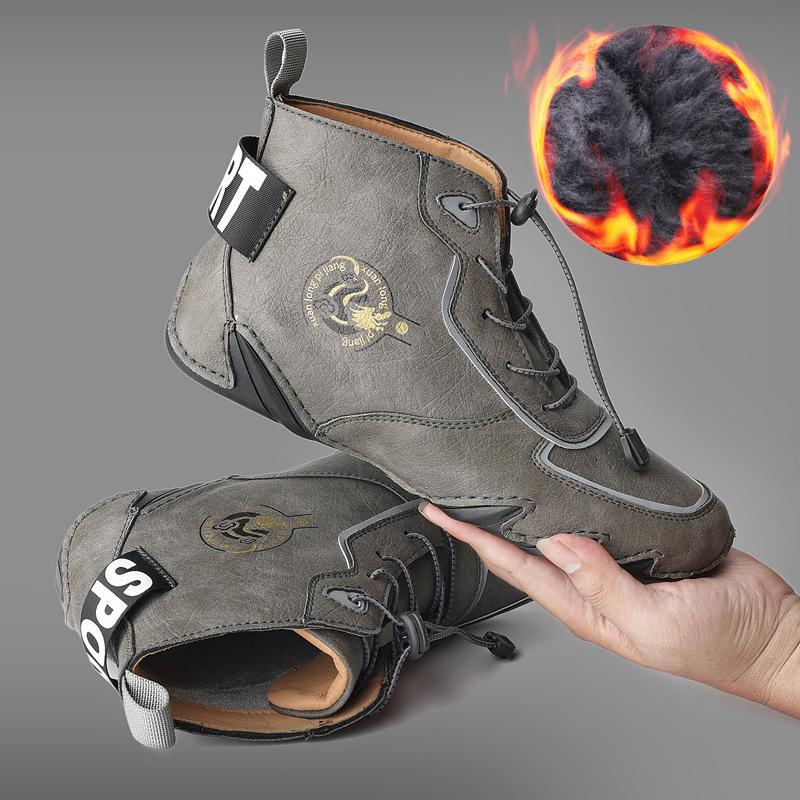 Plus Size Men's High-Top Casual Martin Boots - Warm Cotton Lined for Autumn and Winter