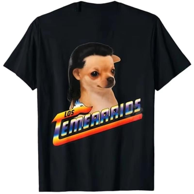 Los Temerarios Dog Funny Meme T-Shirt Cute Y2k Dog Variation Brainrot Graphic Outfit Humorous Printed Tee Streetwear Clothing S