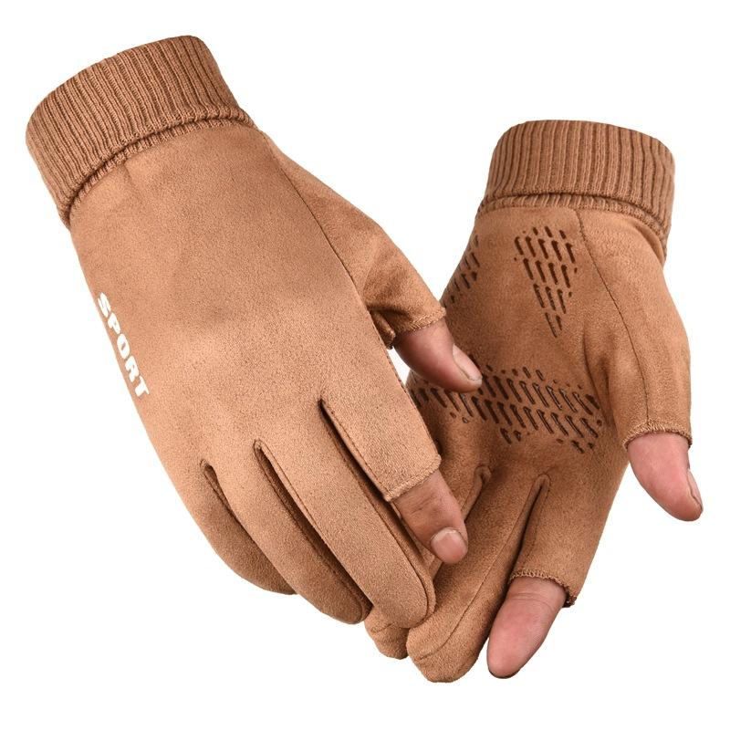 Căprioară cu nervuri, bărbați și femei, cupluri, căldură de iarnă, ecran tactil, ciclism în aer liber, scurgeri, două degete și jumătate de degete, mănuși îngroșate de pluș