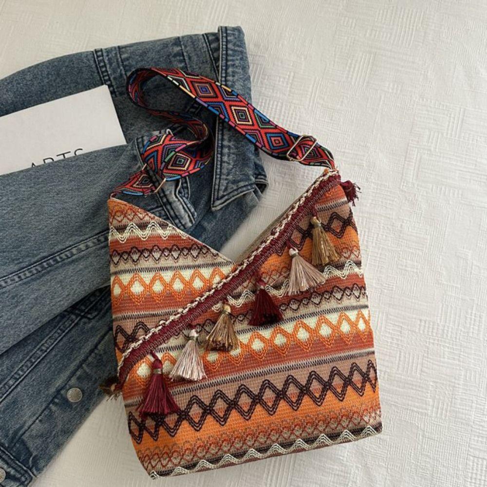 Tassel Ethnic Style Crossbody Bags Large Capacity Fringe Shoulder Bag Bohemian Tote Bag  Travel