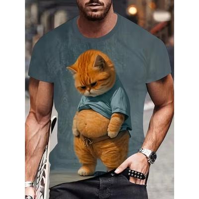 New Summer Men's Fashion T-shirt Personality Animal Printed Men's T-shirt Top