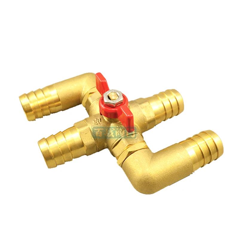 16 19 23mm Schlauchtülle 1/2" BSP Außengewinde Kreuz 4-Wege Messing-Kugelhahn für Auto-Klimaanlage Sanitär Gas Wasser Dampf