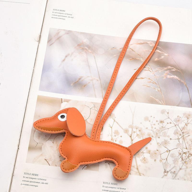 Dog Keychain Pendant Pu Leather Cartoon Pet Bag Charm For Keys And Phones