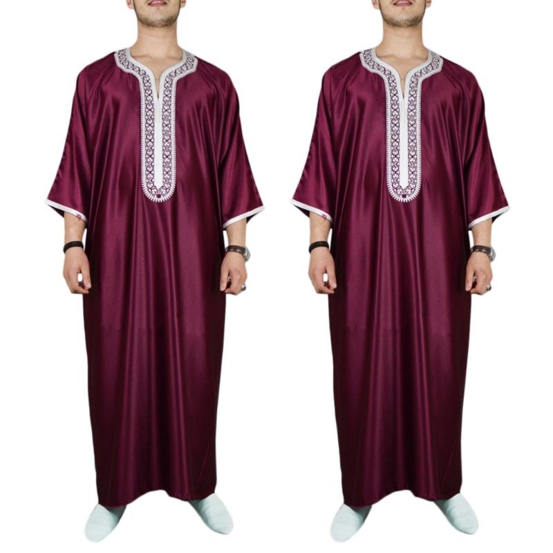 Traditional Muslim Clothing Men Saudi Arab Kaftan Middle East Jubba Thobe Gift