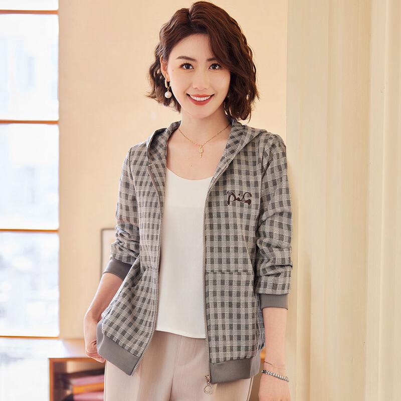 

KAVON Women s Plaid Zipper Long Sleeve Top 4XL