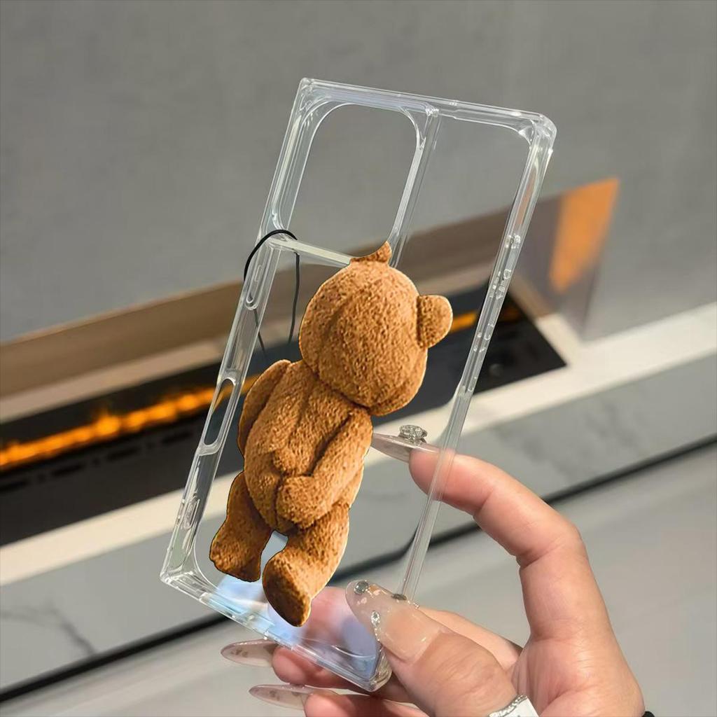 Transparent Square Back Tube Case Casing Protection For iPhone 13 16 ProMax 12 15 Plus 14 Pro Max 11 Anti-Oxygen,Funny Bear Pattern