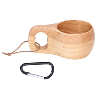 200ml Single Hole Wooden Cup with Hanging Buckle Milk Coffee Cup Portable Drinking Cup for Home