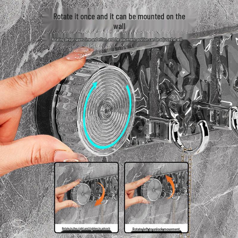 Elegant Suction Cup Rotating Towel Rack: Wall-Mounted, No-Drill Bathroom Hook and Shelf.