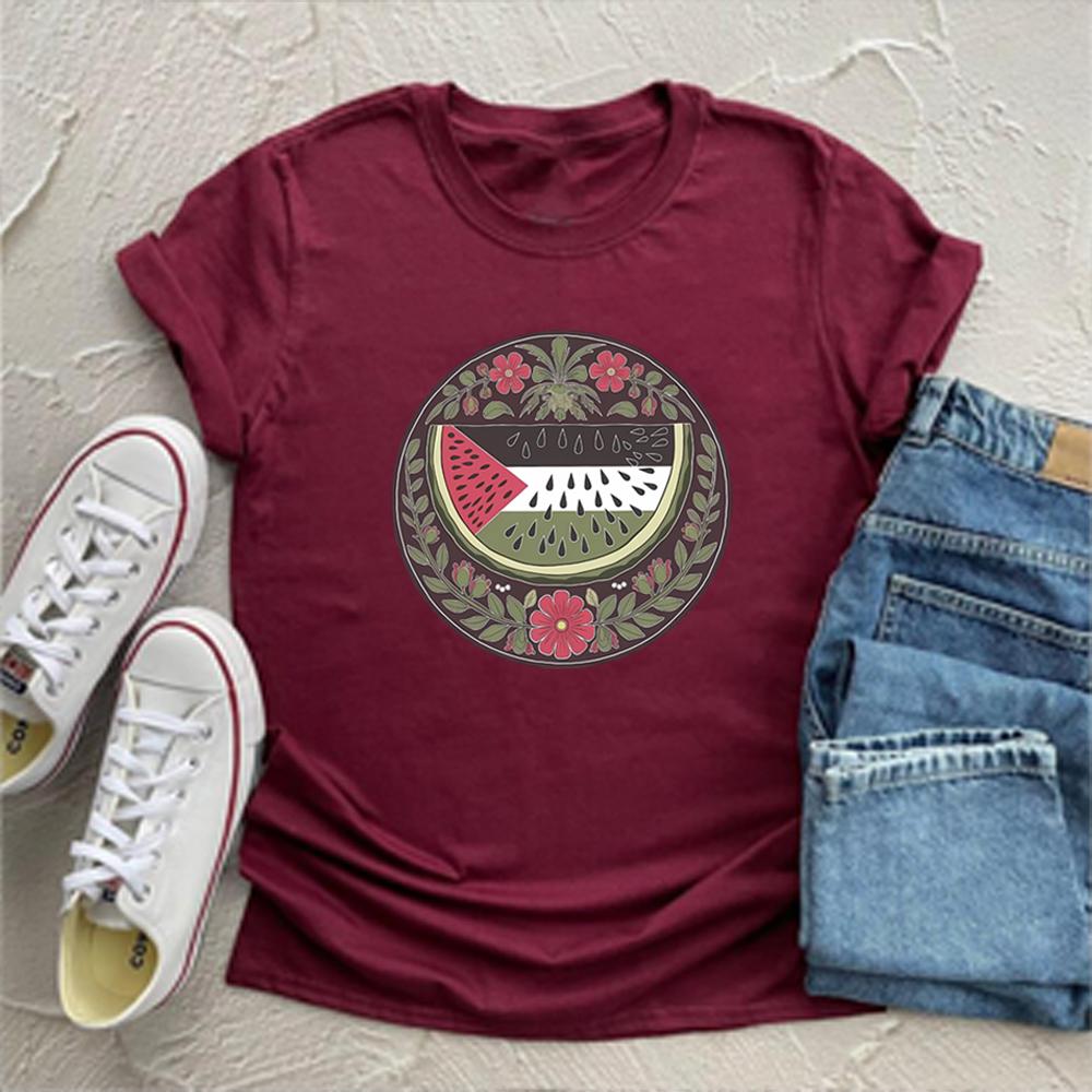 Watermelon Symbol Freedom T Shirt HuUnisex Rights Tshirt Peace and Love Tshirt Watermelon Flag Tees Unisex Short Sleeves Tops