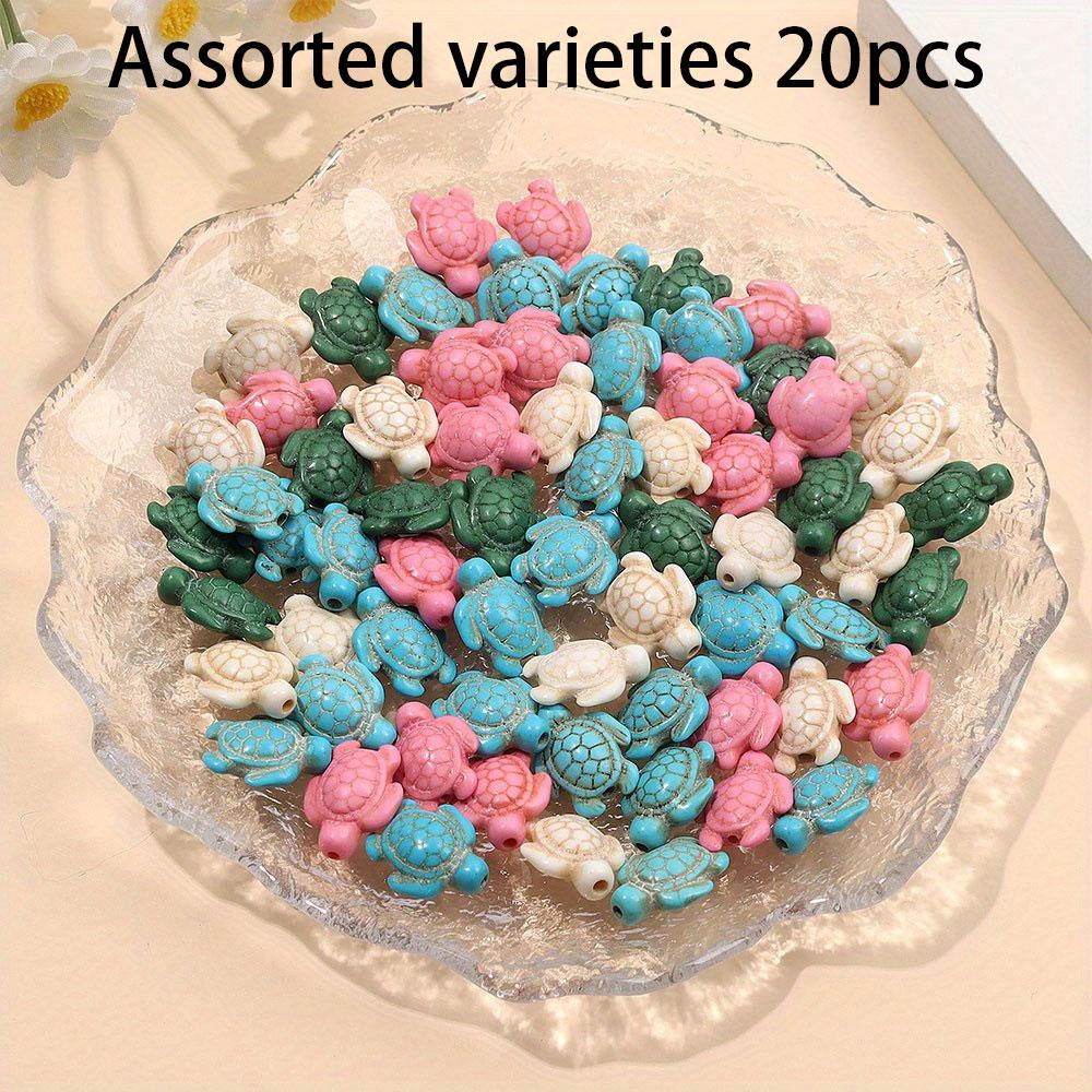 20/50/100pcs Stone Turtle Beads Bulk Marine Animal Beads Multi colored Turtle Beads, Marine Turquoise Beads Jewelry DIY Making Bead Kit