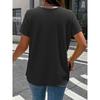 Camiseta Elegante Gola Boneca Tamanho Grande para Mulheres Cor Sólida Manga Curta Botões Plissados Tops Verão Solta Casual Simples Doce Camisa Roupa Feminina