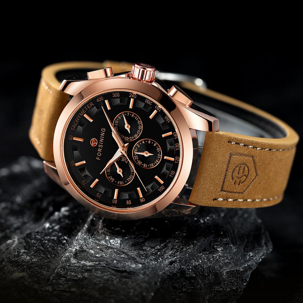 Forsing Men's Fashion Leisure Mechanical Machine Multifunctional Mechanical Watch