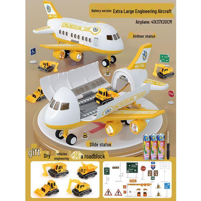 Extra Large Transforming Airplane Toy with Music and Storage Features for Kids