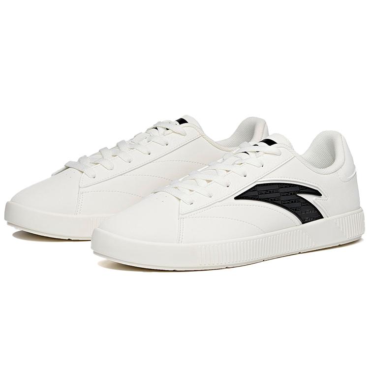 Anta Life Collection Synthetic Leather Slip Resistant Low top Skateboard Shoes Men's White 112048064-2