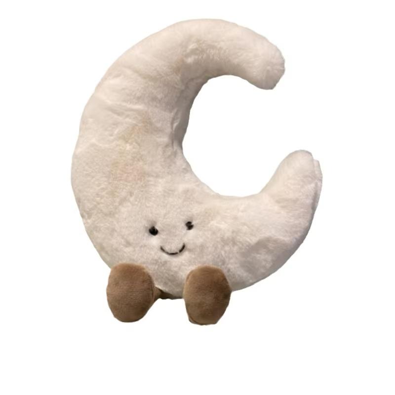Jellycat Cute Cartoon Weather Plush Toy Smile Face White Moon Yellow Sun Stuffed Animal Soft Sofa Throw Pillow for Home Decor