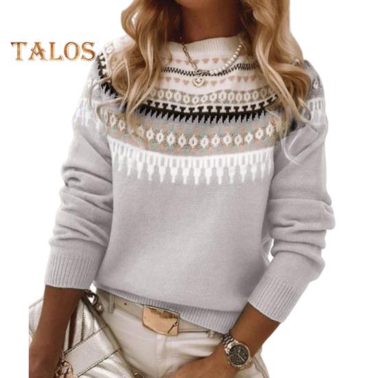 

Женский свитер с круглым вырезом и длинным рукавом, вязаный крючком пуловер, свитер с геометрическим узором, цветной трикотажный топ XL светло-серый