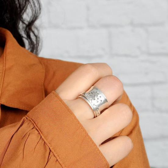 Women Ring Dandelion Flower Spinner Vintage Fashion Appearance Finger Ring Wedding Party Jewelry