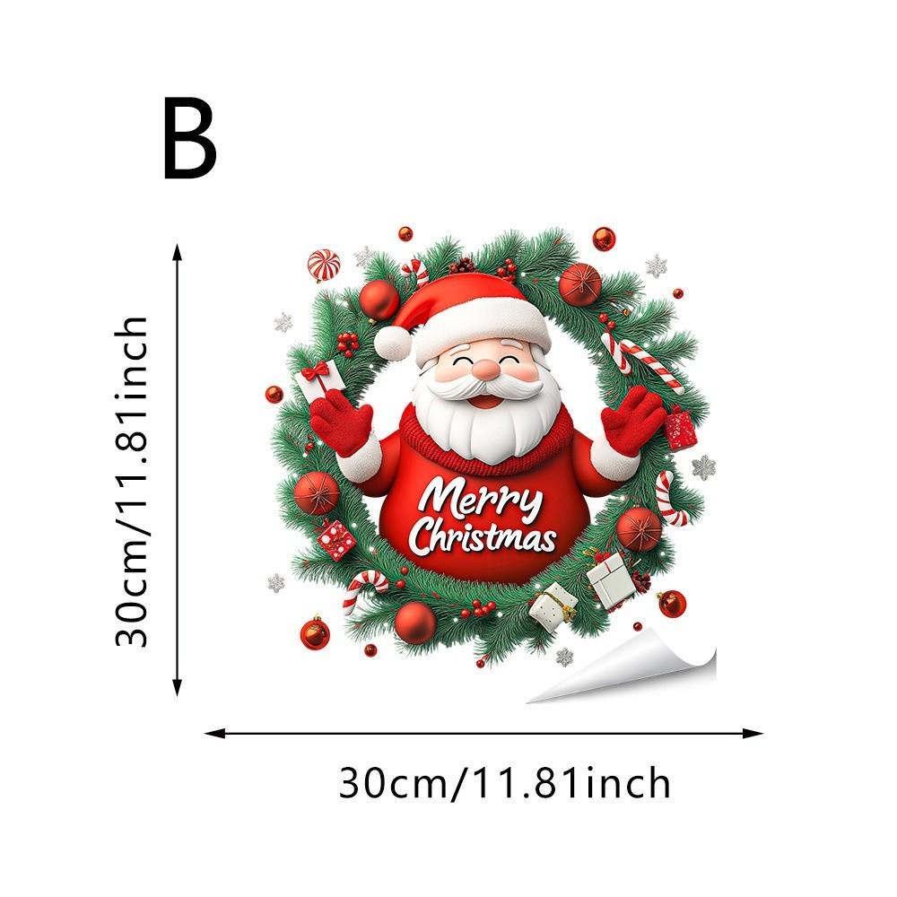 

Simulated Flower Wreath Christmas Window Sticker Merry Christmas Theme New Year Festival Party Sticker PVC