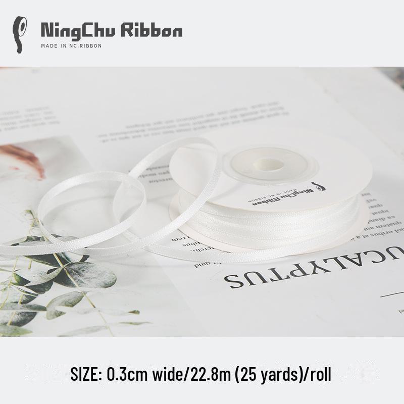 3mm Double-Sided Satin Silk Ribbon for DIY Gifts, Bows, Bouquets, and Baking Packaging