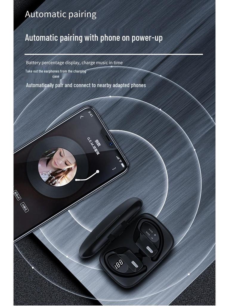 IPX5 Sports Ear-hook TWS Bluetooth 5.3 Earbuds with Digital Display Case
