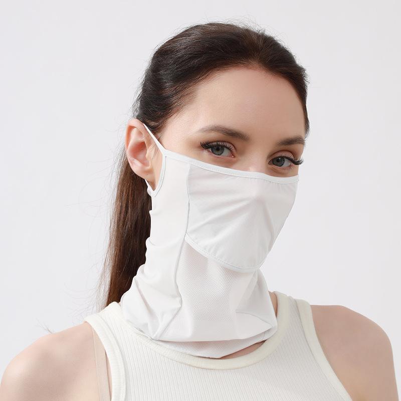 Summer Ice Silk Sunscreen Mask, Lightweight Outdoor Cycling Mask, Nylon Breathable Sunshade Sports Neck Protector with Ear Hooks, 2-Pack