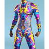 3D Printed Multicolour Cosplay Costume Men Women Front Zipper Zentai Bodysuit Halloween Party Jumpsuits Carnival Holiday Outfit