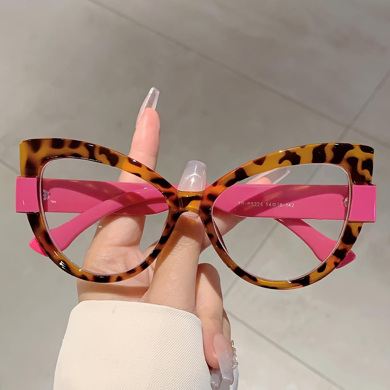

Большие очки «кошачий глаз» Stylis Color Blocking Design Green Glasse Chic Leopard Print Eyeglasses Fashion Line Adorn Gradient розовый