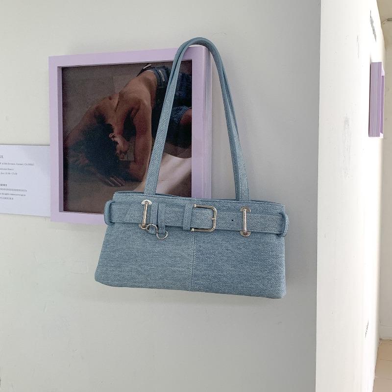 

Niche trendy underarm bag women s retro belt portable small square bag versatile commuter shoulder bag women светло-синий