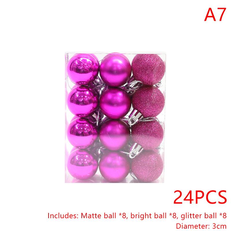 24Pcs 3Cm Christmas Ball Ornaments Xmas Tree Balls Christmas Tree Hanging Pendant Festive Party Supplies Christmas Decor