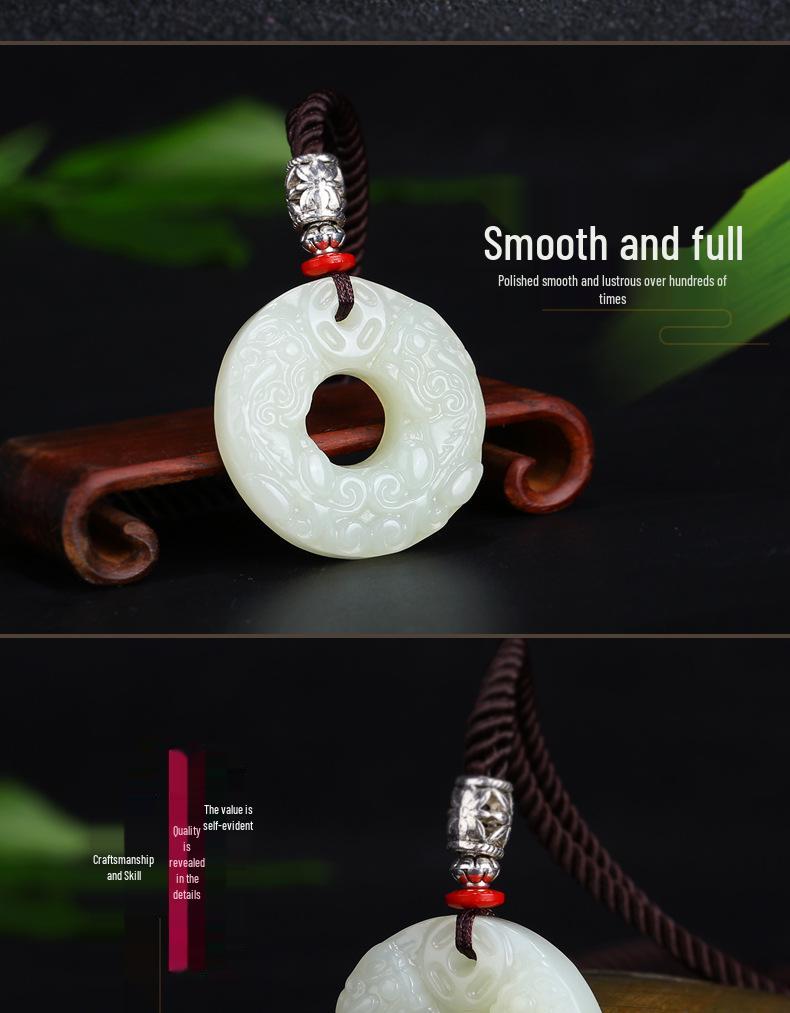 Xinjiang Hetian Jade Pixiu Friedensschnalle Anhänger, Unisex mit Zertifikat