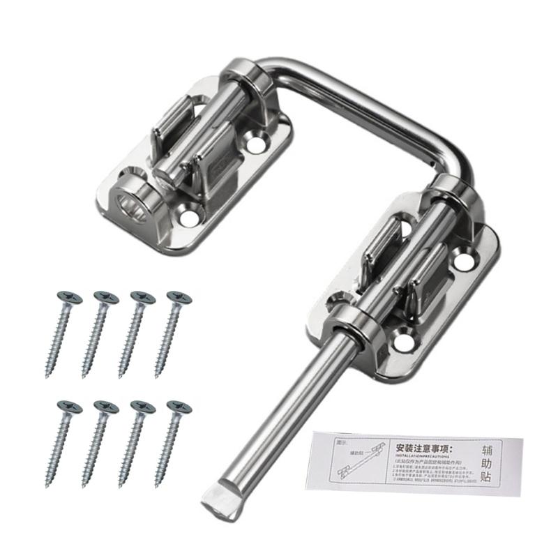 Heavy Duty Door Lock Bracket 180 Degree Rotation Waterproof Surfaces Steel Gate Latches Uprgades for Indoor Outdoor Use