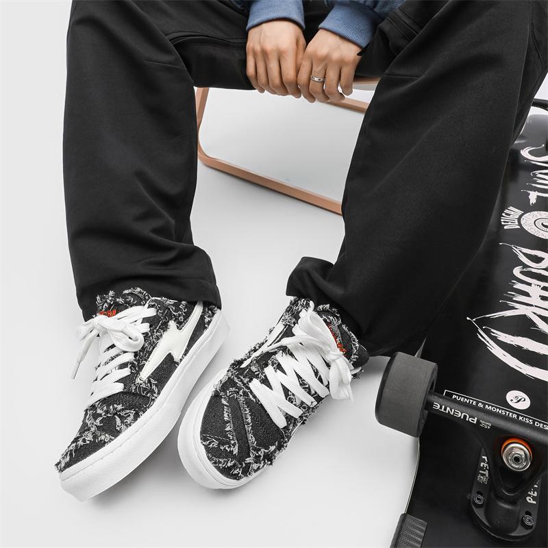 Denim Canvas Unisex Skateboard Shoes Autumn Streetwear Trendy Men's Board Shoes Comfort Platform Lace-up Men casual Sneakers