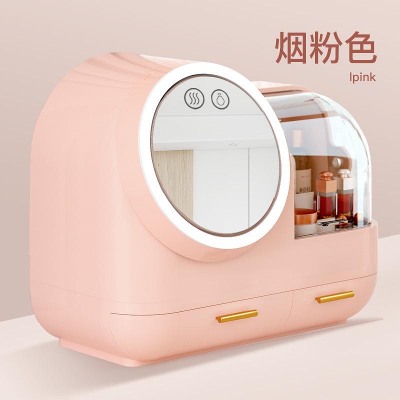 Cosmetic Storage Box with LED Lamp Dust-proof Desktop Finishing Mask Lipstick Skin Care Cosmetic Box Rack