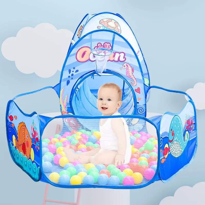 Portable 3 In 1 Kid Play Set Tent Ball Pit Crawling Tunnel Children Ball Pool Baby Balloon Playpen Yard Room Playground Gift Toy