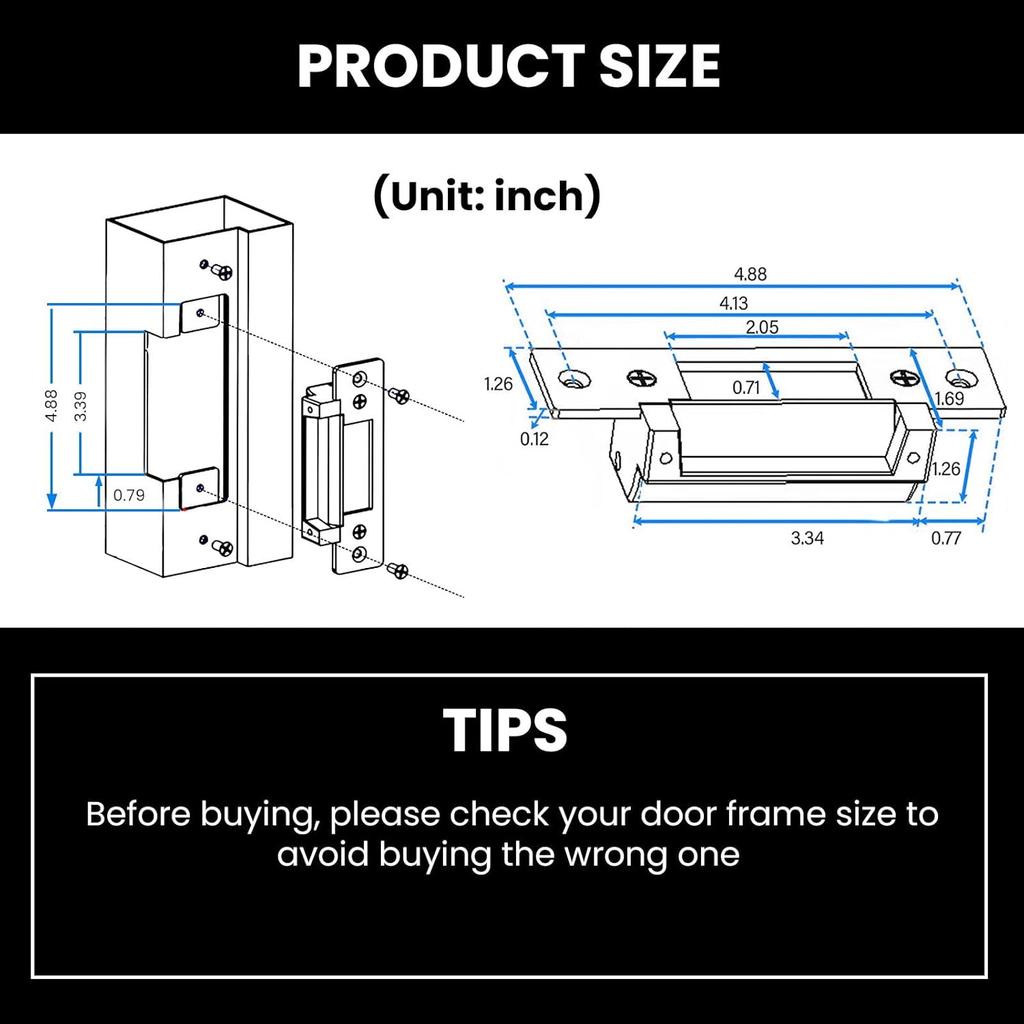 2025 Upgraded ANSI Standard Heavy Duty Electric Door Strike Lock for Door Access Control System Fail-Secure Fail-Safe Adjustable Access Control