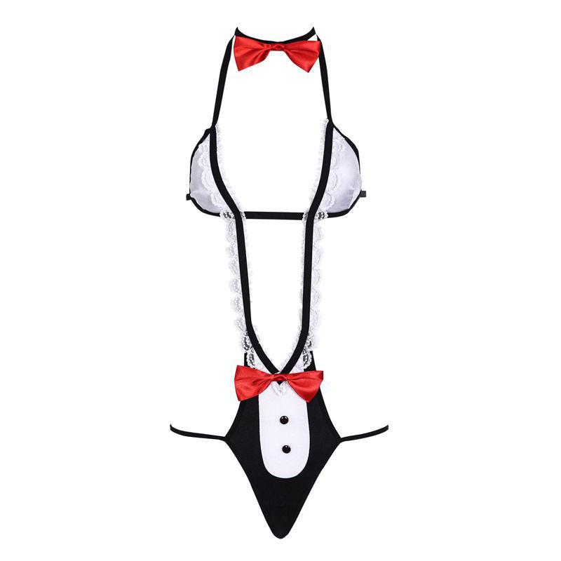Lenjerie Porno Cosplay Școlăriță Body-uri Costume Erotice Joc de Rol Uniformă Asistentă Sexy Lenjerie Femei Adânc V Teddy Costum de Corp