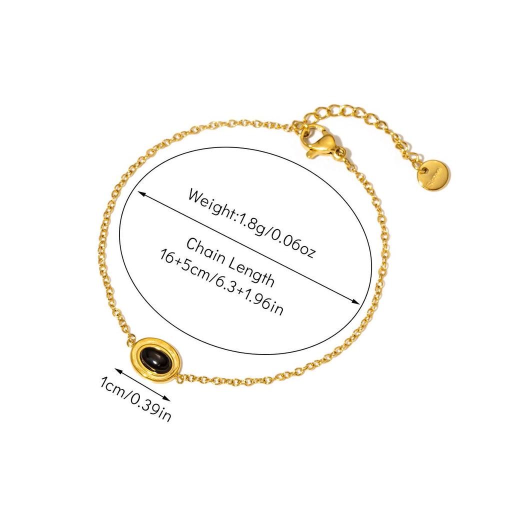 Retro Palace Style 18K Gold-Plated Titanium Steel Bracelet with Emerald Natural Stone for Women