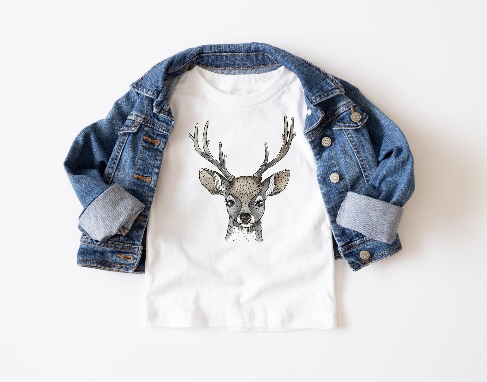 Organic Cotton Deer Kids T-Shirt – Woodland Animal Tee 110