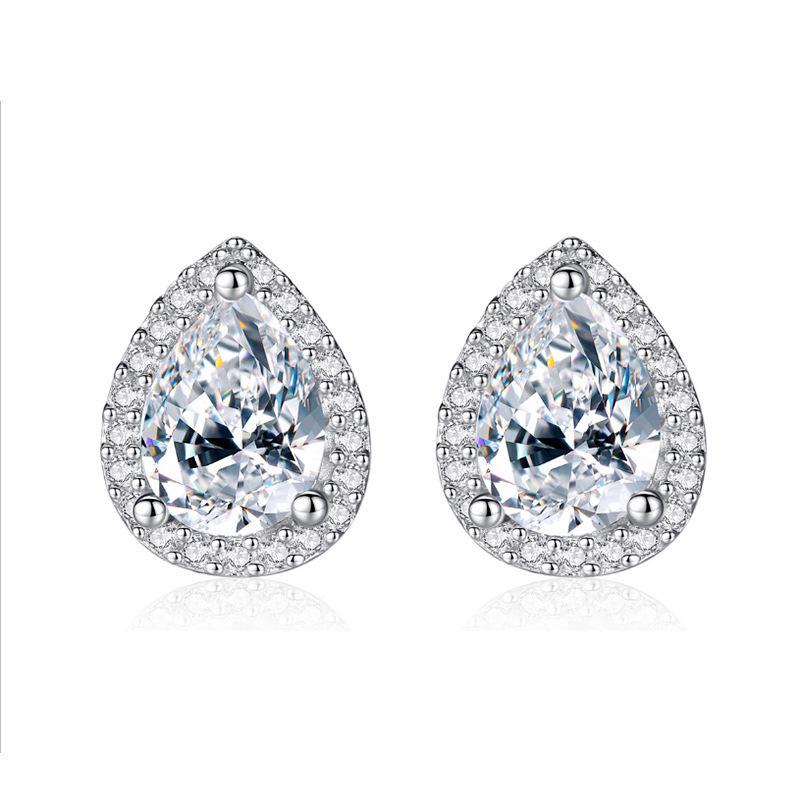 Luxury Pear-Shaped Diamond & Cubic Zirconia Stud Earrings - Hot Selling Creative Water Drop Design