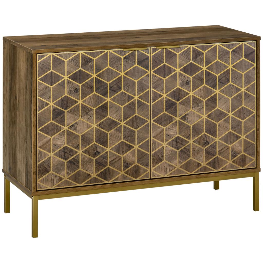 Modernes Eingangsschrank mit goldenen Verzierungen und Stahlbeinen, 99x39x75,5cm