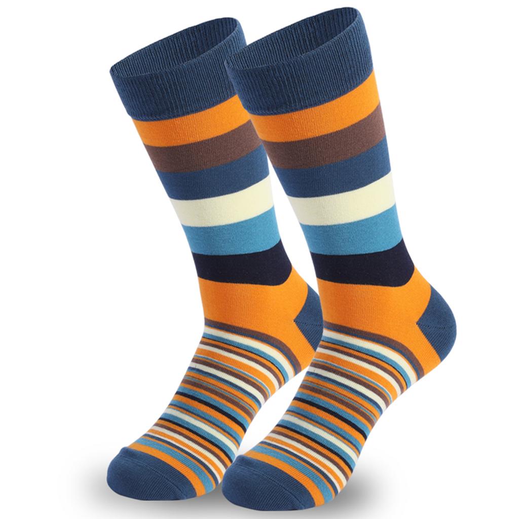 5Pairs Mens Fun Dress Socks Pattern Funny Socks Pack Colorful Striped Combed Cotton Novelty Socks Cool Breathable Casual Socks