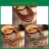 Retro Wooden Bead Necklace With Handcrafted Multiple Layers For Trendy Women