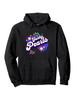 Casual Hoodie with "Funky Pearls" Floral Print - Black Pullover
