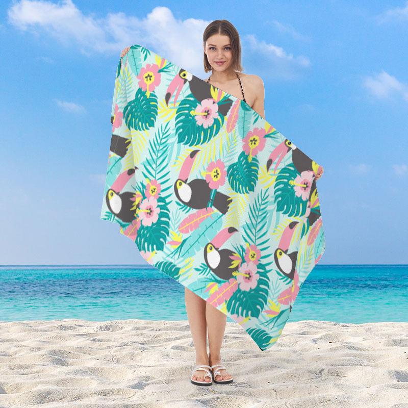Surfboard Palm Tree Beach Towel Microfiber Quick Dry Absorbent Lightweight Tropical Print Towel for Beach Pool Vacation Travel